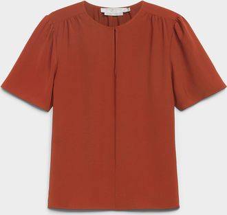 Contemporaine Womens Slit-collar flowy crepe blouse