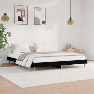 vidaXL Estructura De Cama Madera De Ingenier&iacute;a Negra 150x200 Cm Vidaxl