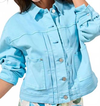 Tribal Back Pleat Stretch Denim Jacket In Sky Blue