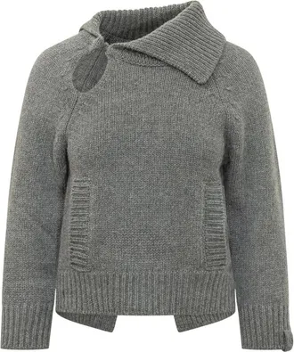 Victoria Beckham Truien & Vesten, Dames, Grijs, S, Round-neck Truien
