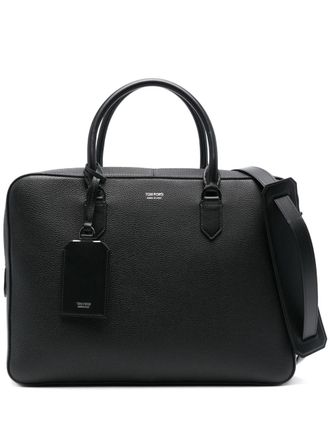 Tom Ford leather tote bag - men - Cotton/Calf Leather/Acrylic - OS - Black