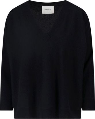Lisa Yang Deep V-Neck Boxy Ribbed Knit Sweater