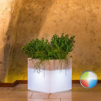 Monacis Vaso De Luz En Pol&iacute;mero Monacis Cube Pot Brillante Cm.40x40x40 Led Multicolor Con Bater&iacute;a