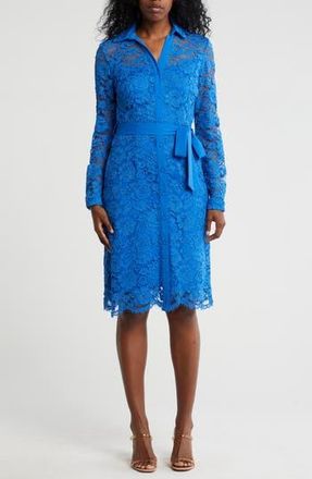 Nanette Lepore Belted Lace Shirtdress in Cobalt at Nordstrom Rack, Size 14