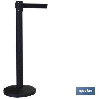 cofan Cofan Poste Cinta Extensible Negra 2100 Mm, Poste De Cinta Extensible De Color Negro, Con Base Met&aacute;lica Antivuelco Con 2,1 Metros De Longitud De La Ci