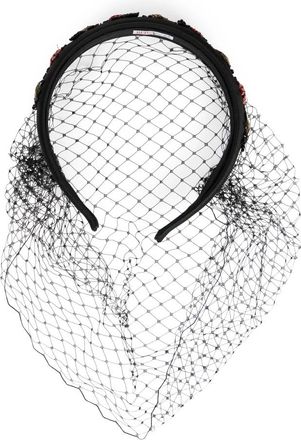Red Valentino Haarband met Kralen en Tule - Dames - Haaraccessoires - Zwart - ONE Size - Tule - Accessoires