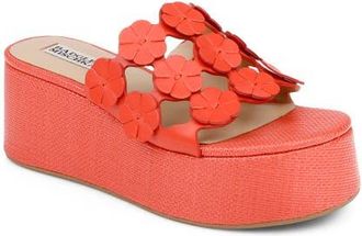 Badgley Mischka Wendall Platform Wedge Slide Sandal in Red Leather at Nordstrom, Size 9.5