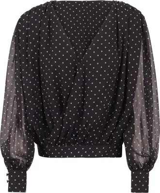 Rotate Rotate Birger Christensen, Overhemden, Dames, Zwart, M, Blouse met V-hals en volumineuze mouwen