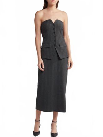 Moon River Pinstripe Midi Dress In Black