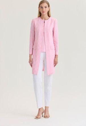 Ming Wang Heritage Tonal Checkered Knit Jacket in Perfect Pink at Nordstrom, Size X-Large