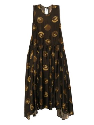 Uma Wang Moulay dress - women - Cupro/Viscose - M - Brown