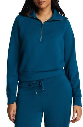 Spanx AirEssentials Half Zip Sweatshirt in Deep Cove at Nordstrom, Size X-Small