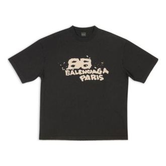 Balenciaga Hand-Drawn BB Icon T-Shirt Medium Fit Black 612966TNVN41059