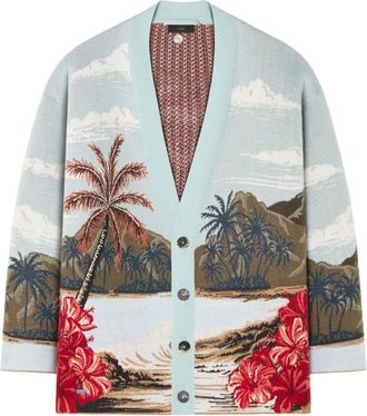 Alanui Cardigan Hidden Bay con stampa - Blu