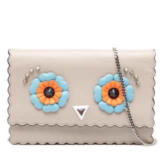 Fendi Tweedekans Leren Studded Monster Eyes Portemonnee Aan Ketting