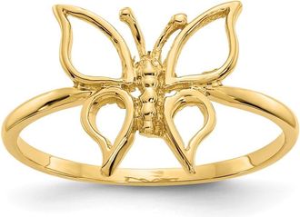 Diamond2Deal 14k Yellow Gold Polished Butterfly Ring