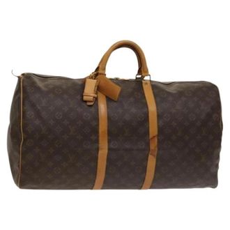 Louis Vuitton Tweedehands Canvas Louis Vuitton tassen - Dames - Vintage Weekendtas - Bruin - ONE Size - Leer - Vintage