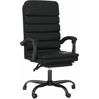 vidaXL Silla De Oficina Reclinable Masaje Cuero Sint&eacute;tico Negro Vidaxl