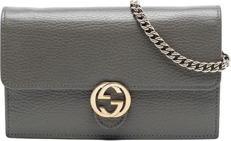 Gucci Pre-owned Gucci Interlocking G Dollar Calfskin Wallet on Chain Ladies 615523 4+3075