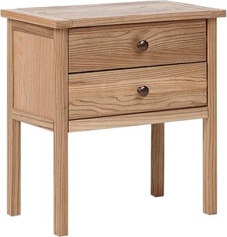 Beliani 2 Drawer Bedside Table SALTON Sassafras Wood Brown