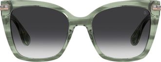 Stuart Weitzman 55mm Square Sunglasses in Green Havana/Dark Grey at Nordstrom
