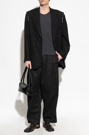 Maison Margiela Wool Blazer With Raw-edge Finish, Mens, Black