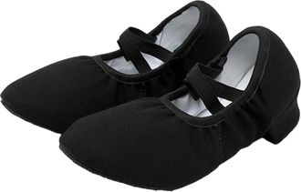 Generic Dance Shoes for Women Low Heel Ballet Shoe Solid Color Casual Comfortable Non-Slip Heeled Dance Shoes Suitable for Ballet Classic Black