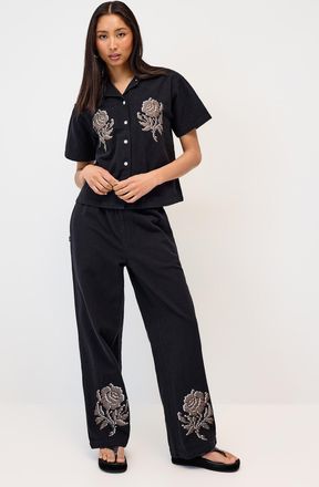 Obey Womens Contrasting roses wide-leg pant