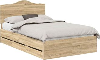 vidaXL Estructura De Cama Roble Sonoma 120 X 190 Cm Madera Ingenieril Vidaxl