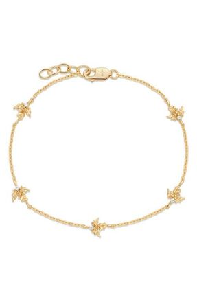 Made by Mary Cubic Zirconia Birthstone Flower Station Bracelet in Gold December at Nordstrom, Size 6