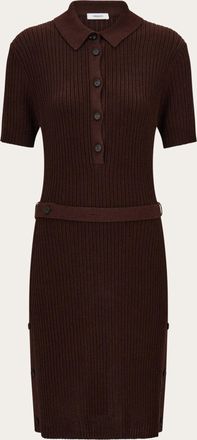 Ferragamo Women Knitted polo dress Brown