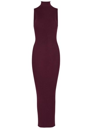 ARMARIUM Cosima Fine-knit Midi Dress - Dark Red - S (UK8-10 / S)