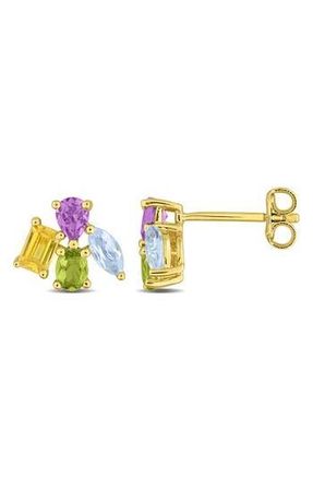 Delmar Amethyst, Blue Topaz, Peridot & Yellow Sapphire Cluster Stud Earrings in Gold Multi at Nordstrom Rack
