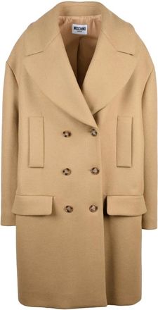 Moschino Jassen, Dames, Beige, S, Wol, Dubbele-breasted jas