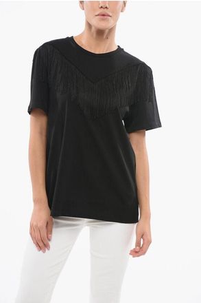 Pinko Cotton UNDER WORLD Crew-neck T-shirt with Fringes size Xs