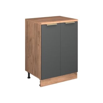 Vicco Armario De Cocina Para Techo Inclinado R-line, Antracita-oro, 60 Cm Sin Inclinaci&oacute;n Con 2 Puertas, Vicco