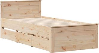 vidaXL Vidaxl - Bed Frame without Mattress with Headboard 90x200 cm Solid Wood Pine