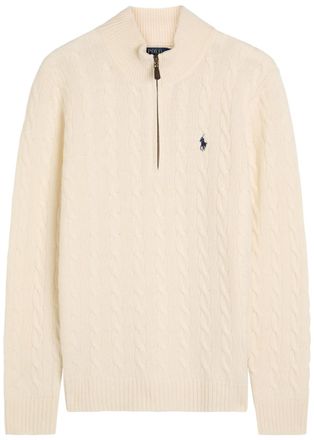 Polo Ralph Lauren Logo Cable-knit Wool and Cashmere-blend Jumper - Ecru - Xxl