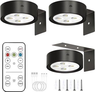 OEM Iluminaci&oacute;n Led Inal&aacute;mbrica Para Cuadros, 3 Piezas, L&aacute;mpara De Pared Led, Con 3 Temperaturas De Color, Marcos De Fotos, Marcos De Arte, (negro)
