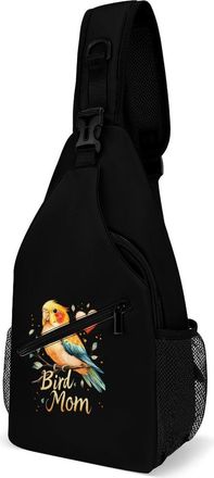 Generic Parrot Conure Bird Mom Mens Print Crossbody Large Sling Backpack Casual Chest Bag Gift for Traveling Hiking Workout