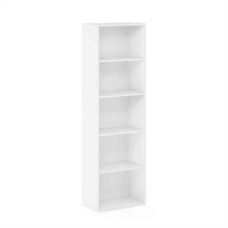 None Furinno 11055 Librerie, Legno, Bianco, 5 scomparti