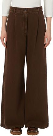 Max Mara Nanda Pleated High Waist Wide Leg Jeans in Chocolate at Nordstrom, Size 4