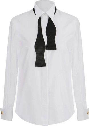 Elisabetta Franchi Blouse met Strik - Dames - Overhemden - Wit - S - Katoen - Overhemden