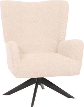 Hhg Hhg - Sill&oacute;n Lounge 916, Sill&oacute;n Cocktail Sill&oacute;n Tapizado Reclinable, Giratorio, Tela/textil Chenilla Metal, Crema-beige