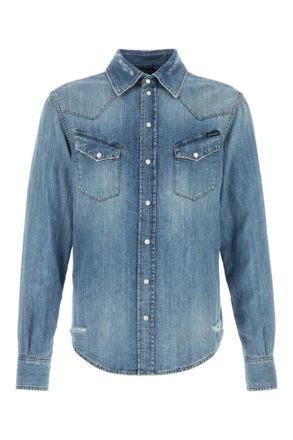 Dolce & Gabbana Blue Regular Distressed Shirt
