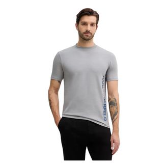 Karl Lagerfeld Tops, Heren, Grijs, S, Katoen, KL Logo-Print T-shirt