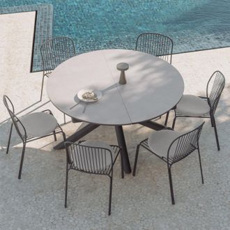 Sklum Set De Mesa 145-200x145 Cm Extensible En Aluminio Begur Y 6 Sillas De Jard&iacute;n En Acero Anerina Sklum