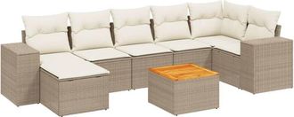 vidaXL Vidaxl - Juego De Sof&aacute;s De Jard&iacute;n Con Cojines Beige 8 Pzas Rat&aacute;n Pe