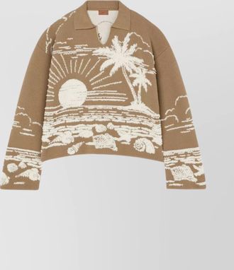 Alanui knitwear polo collar graphic pattern sweatshirt