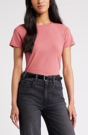 Nordstrom Pima Cotton Blend Crewneck T-Shirt in Pink Mauve at Nordstrom, Size Xx-Small